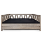 Preview: Holz-Hundebett - 90 x 64 x 38 cm - Verwittertes Grau - Inklusive Kissen