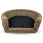 Preview: Hundebett Rattan Rund - 87 x 80 x 33 cm + Schwarz Kissen