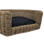 Preview: Hundebett Rattan Rund - 87 x 80 x 33 cm + Schwarz Kissen