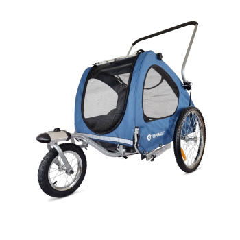 Topmast Hundefahrradanhänger Streamline - Mit Jogger-Funktion und schwenkbarem Vorderrad - Faltbar - Blau