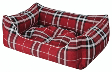 DandyDog Hundebett Karo - Highlands Red - Möbelbezugstoff - waschbar - div. Größen