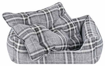Preview: DandyDog Hundebett Karo - Highlands Grey - Möbelbezugstoff - waschbar - div. Größen
