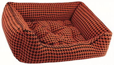DandyDog Premium Hundebett Houndstooth Orange - Chenille-Bezug - waschbar - div. Größen