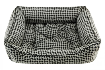 DandyDog Premium Hundebett Houndstooth Beige - Chenille-Bezug - waschbar - div. Größen