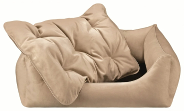 DandyDog Hundebett Samt - Magic Velvet Sand - Hochwertiger Möbelbezugstoff - div. Größen
