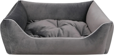 Preview: DandyDog Hundebett Samt - Magic Velvet Grey - Hochwertiger Möbelbezugstoff - div. Größen