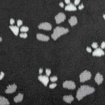 Preview: Hundedecke - 50x35 cm - waschbar - Pfotendesign - schwarz