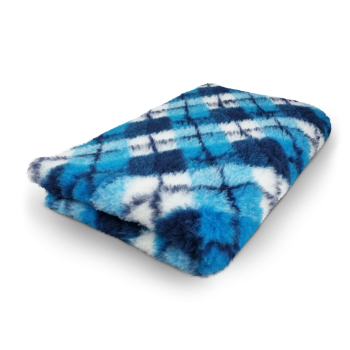 Katzendecke - Schondecke - Hypoallergen - Anti-Rutsch - 150x100 cm - Patchwork - tüerkis-blau-weiß