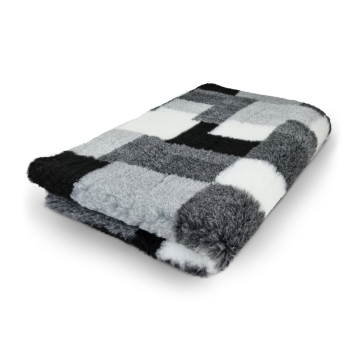 Katzendecke - Schondecke - Hypoallergen - Anti-Rutsch - 150x100 cm - Patchwork - Farbe schwarz-grau