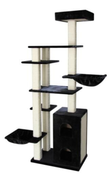 Luxus Kratzbaum - Sisalseil - 140x62x217 cm - Farbe schwarz
