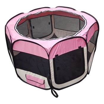 Faltbarer Welpenauslauf - Nylon - 8-eckig - 125x64 cm - pink
