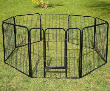 Premium Welpenauslauf - Metall - schwarz beschichtet - 640 cm - div. Höhen