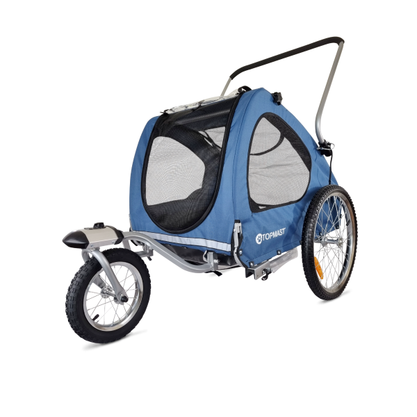 Topmast Hundefahrradanhänger Streamline - Mit Jogger-Funktion und schwenkbarem Vorderrad - Faltbar - Blau