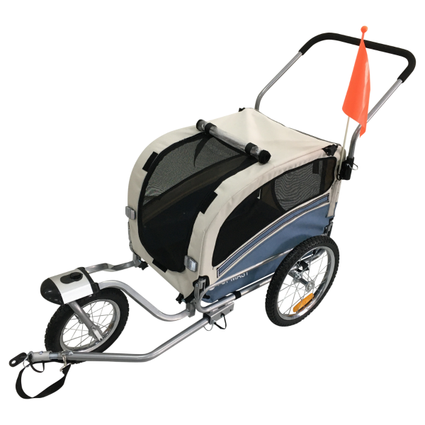 Topmast Hundefahrradanhänger Sky - Mit Joggerfunktion - Faltbar - Blau - Medium