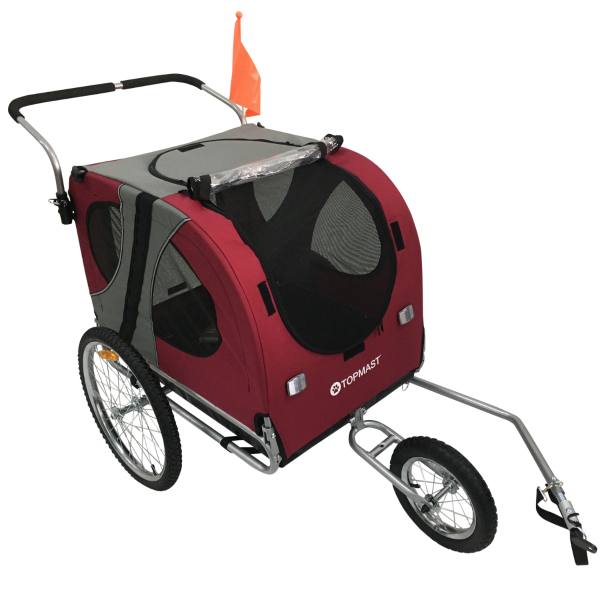 Premium Hundefahrradanhänger - Mit Joggerfunktion - Faltbar - Verschiedene Farben - Medium