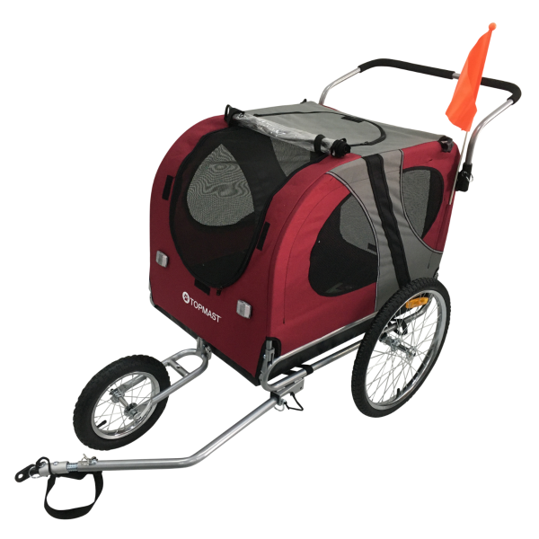 Premium Hundefahrradanhänger - Mit Joggerfunktion - Faltbar - Verschiedene Farben - Medium
