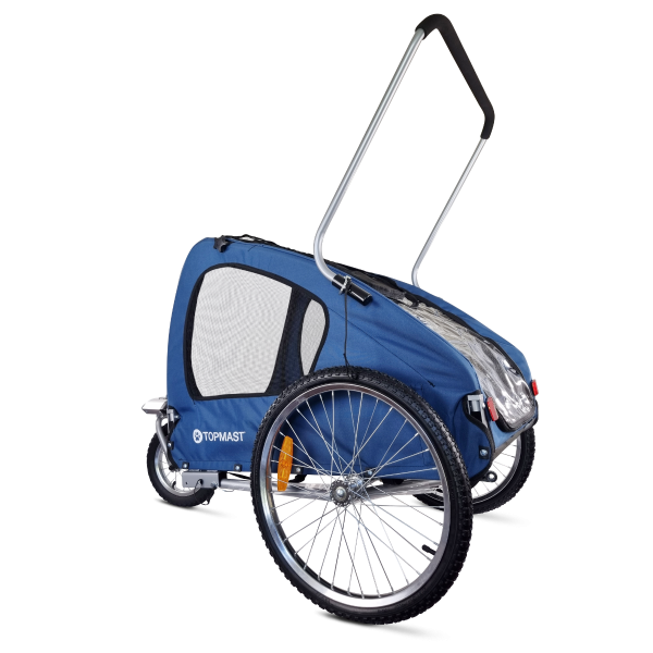 Topmast Hundefahrradanhänger Streamline - Mit Jogger-Funktion und schwenkbarem Vorderrad - Faltbar - Blau
