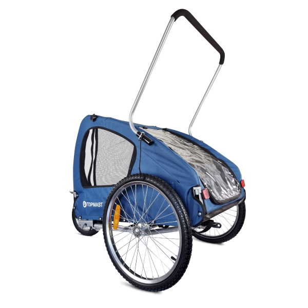 Topmast Hundefahrradanhänger Streamline - Mit Jogger-Funktion und schwenkbarem Vorderrad - Faltbar - Blau
