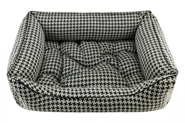 DandyDog Premium Hundebett Houndstooth Beige - Chenille-Bezug - waschbar - div. Größen