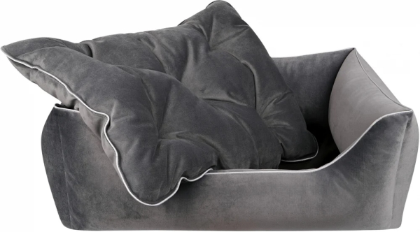 DandyDog Hundebett Samt - Magic Velvet Grey - Hochwertiger Möbelbezugstoff - div. Größen