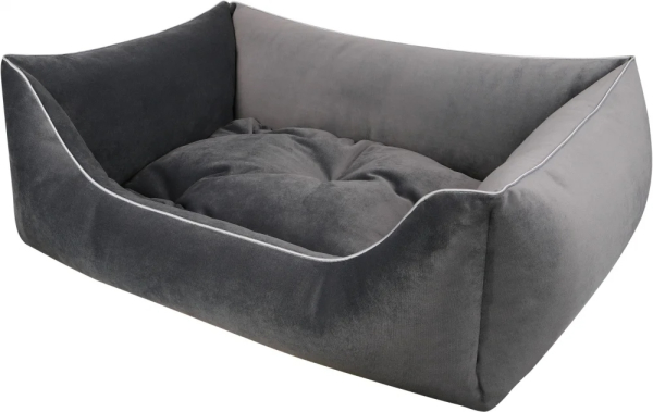 DandyDog Hundebett Samt - Magic Velvet Grey - Hochwertiger Möbelbezugstoff - div. Größen