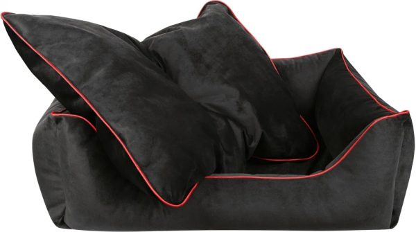 DandyDog Hundebett Samt - Magic Velvet Black - Hochwertiger Möbelbezugstoff - div. Größen