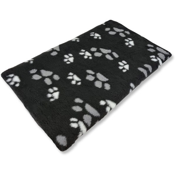 Hundedecke - 50x35 cm - waschbar - Pfotendesign - schwarz