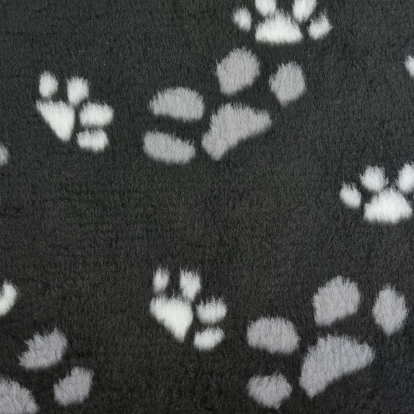 Hundedecke - 50x35 cm - waschbar - Pfotendesign - schwarz