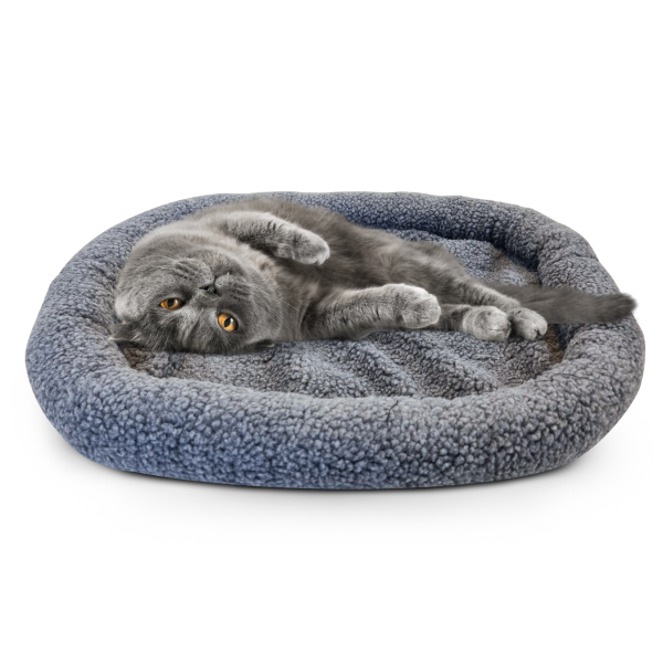 Hundedecke - Hundekorb - 40x35x6 cm - Schaffellimitat - grau