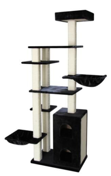 Luxus Kratzbaum - Sisalseil - 140x62x217 cm - Farbe schwarz