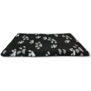Hundedecke - 75x50 cm - waschbar - Pfotendesign - schwarz