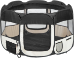 Faltbarer Welpenauslauf mit Boden - Nylon - 8-eckig - 125x64 cm - schwarz